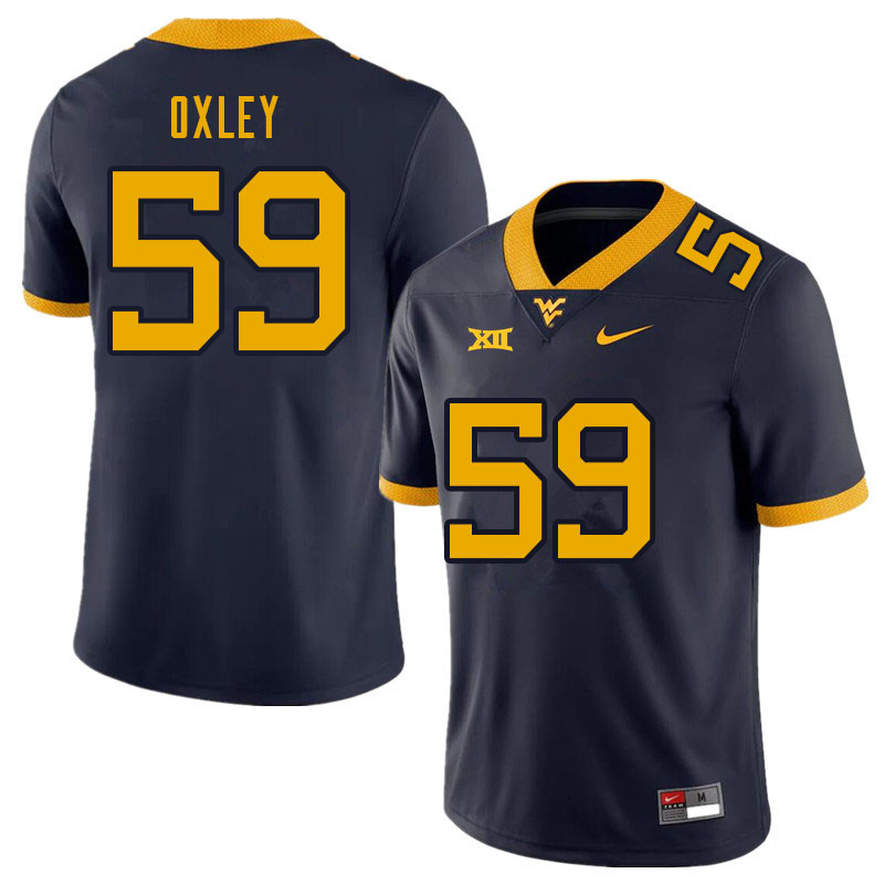 Men #59 Jackson Oxley West Virginia Mountaineers College Football Jerseys Sale-Navy